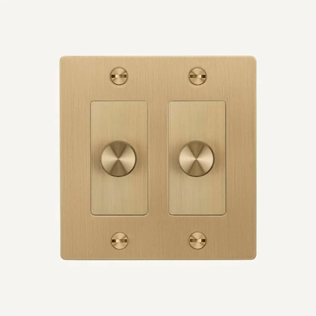Brass Buster and Punch 2G Dimmer Switch LED with Knurled detail