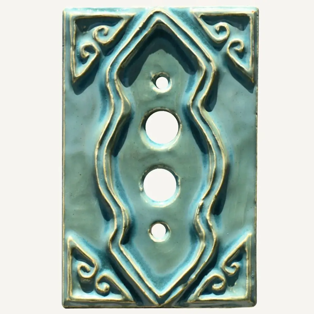 Honeybee ceramics push button ceramic Light-Switch-Cover in teal 