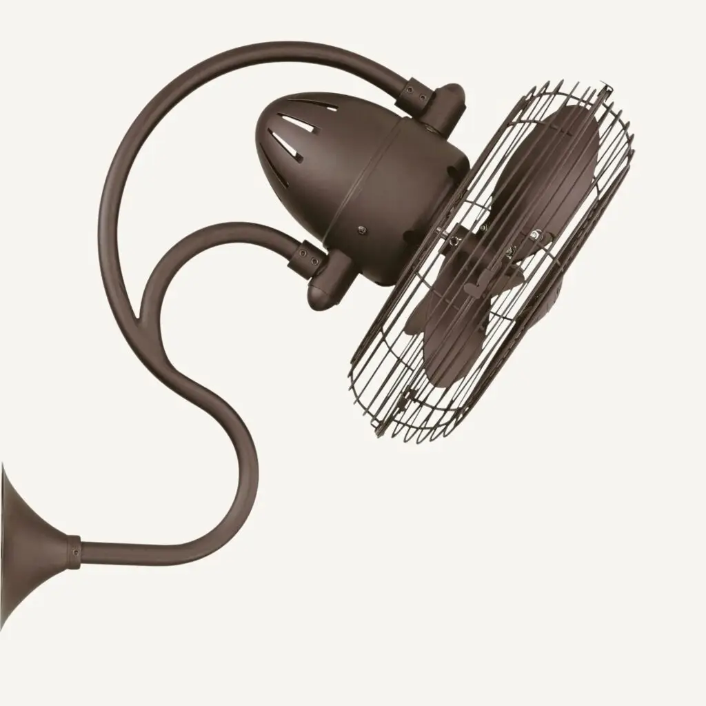 Bronze finish vintage-style wall fan from Matthews Fan 