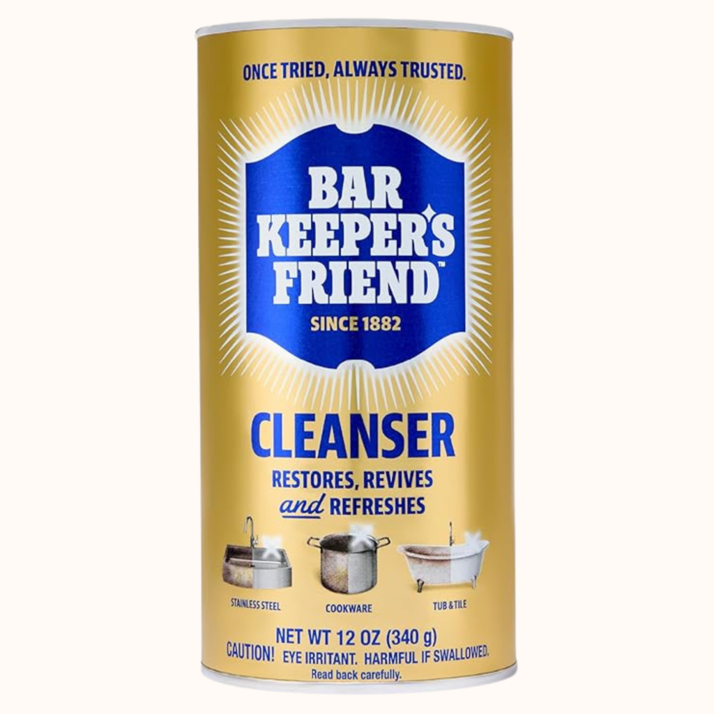 Bar Keeper's Friend container for cleansing and metal care