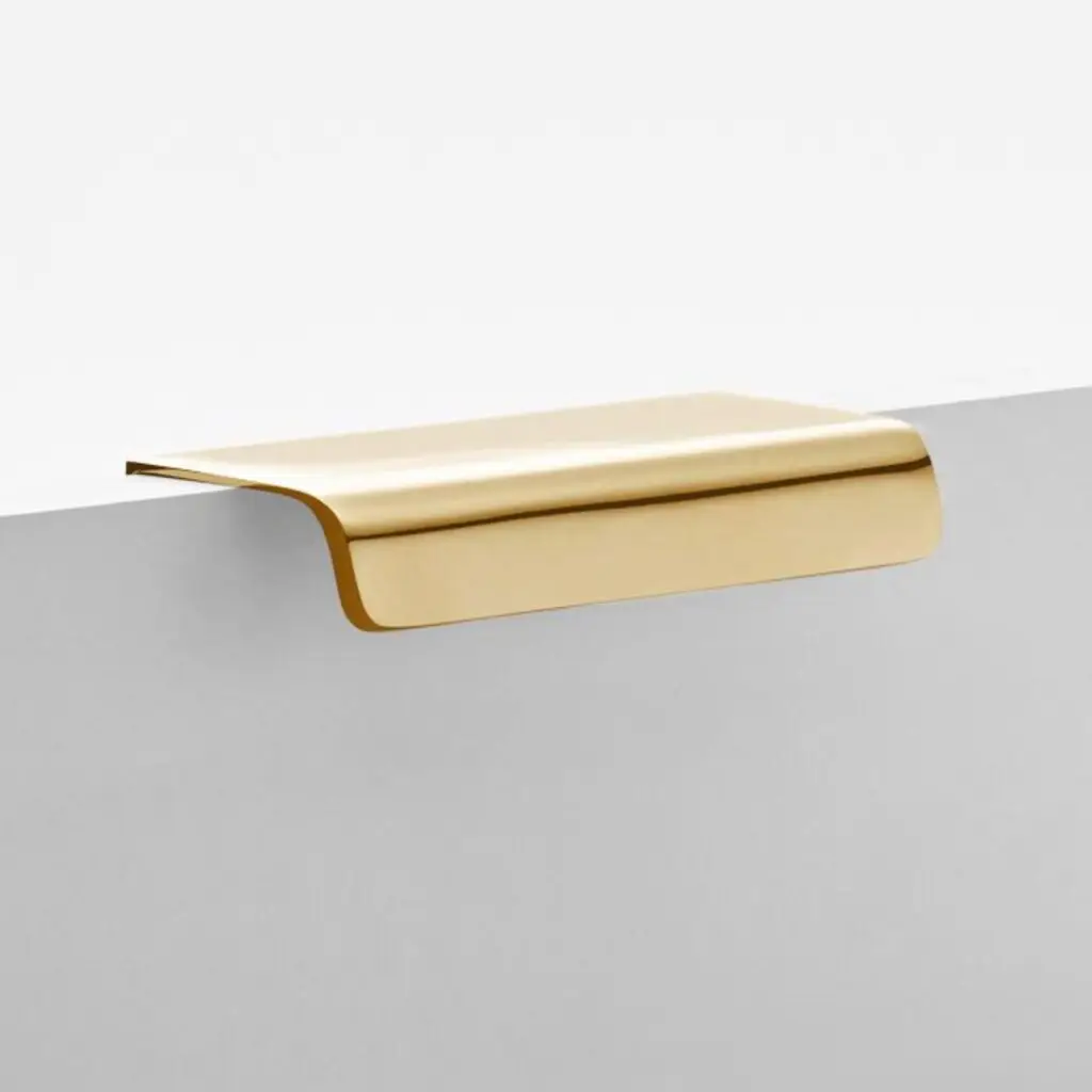 Barrington edge pull from Rejuvenation, an edge-mounted cabinet pull for inset doors and drawers