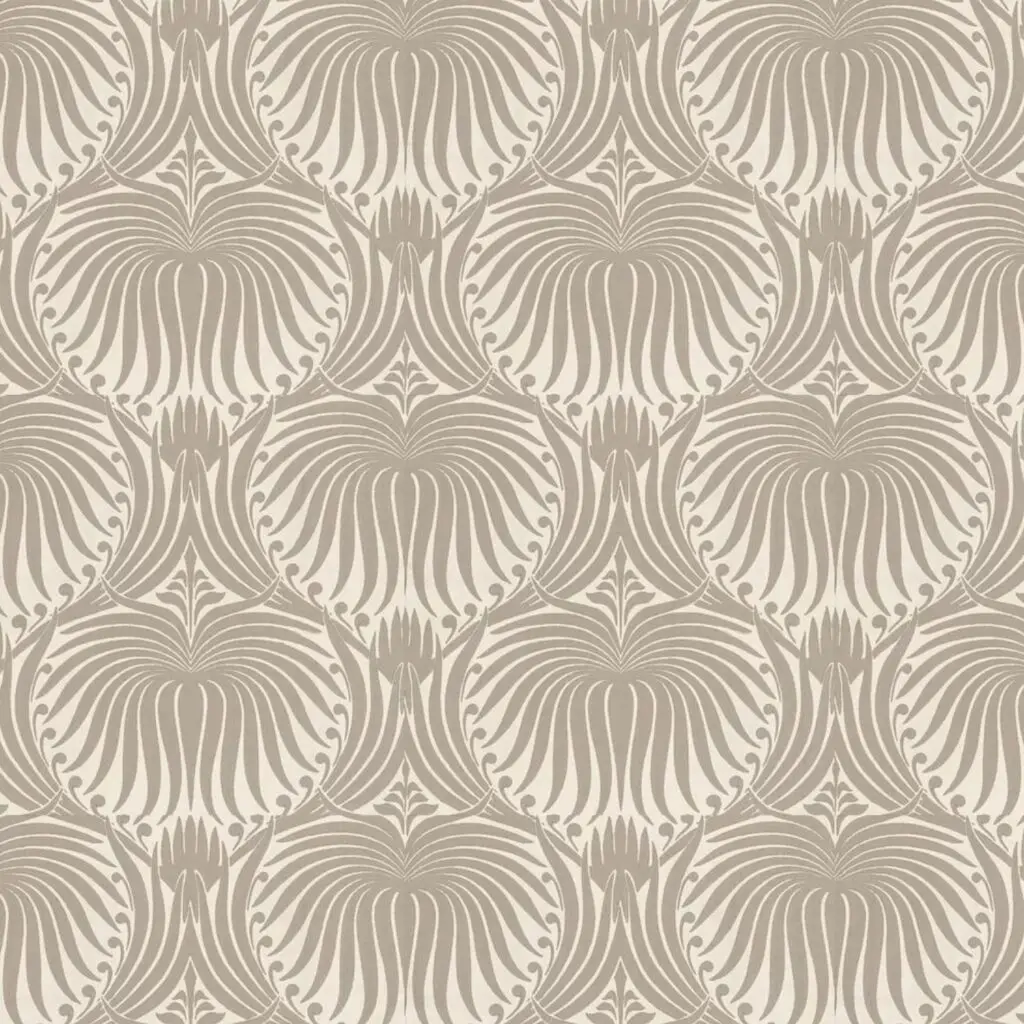 Farrow & Ball Lotus damask wallpaper in Taupe