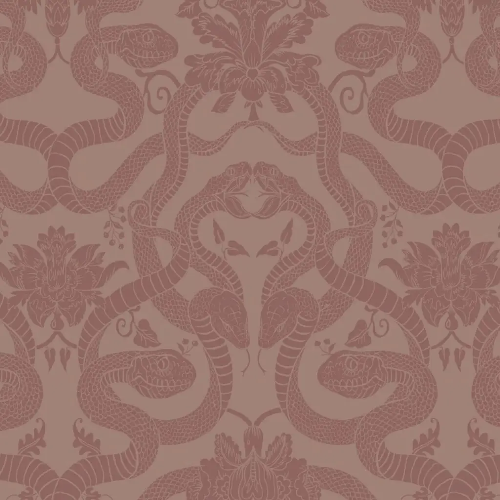 House of Hackney Anaconda serpentine old house wallpaper in dusky pink