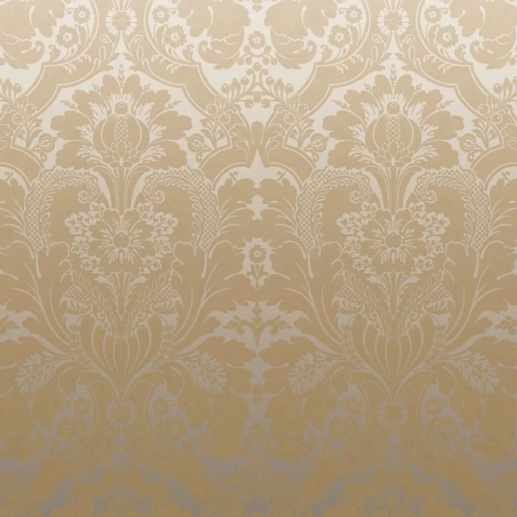 Little Greene St James's Park damask old house wallpaper in Suede Fade