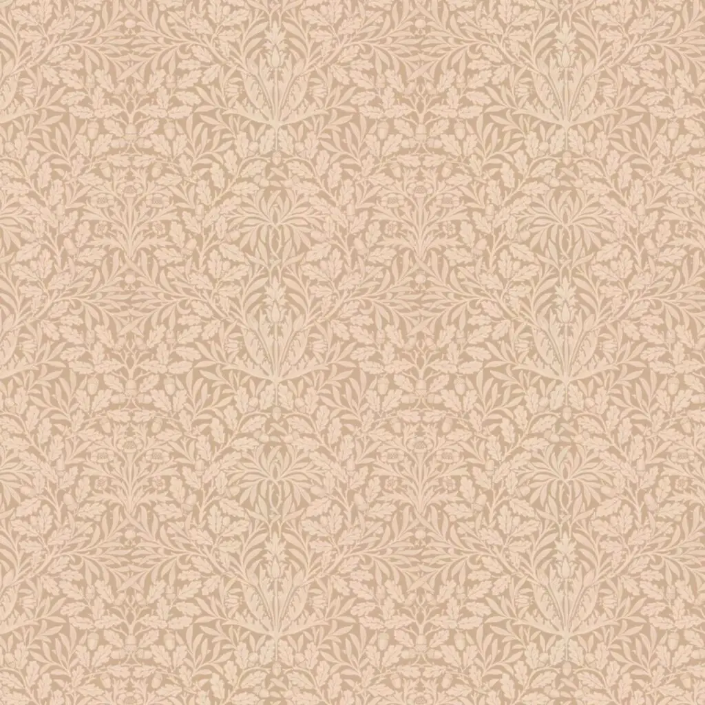 Morris Acorn floral wallpaper in Vintage Brass