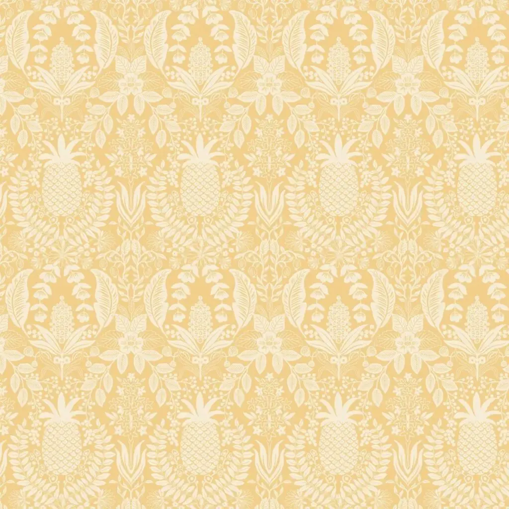 Rifle Paper Co Pineapple Damask wallpaper in Yellow