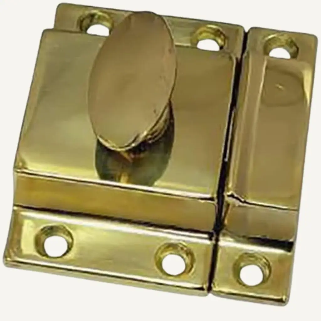 Traditional Large Oval Turn Cabinet Latch in Solid Brass