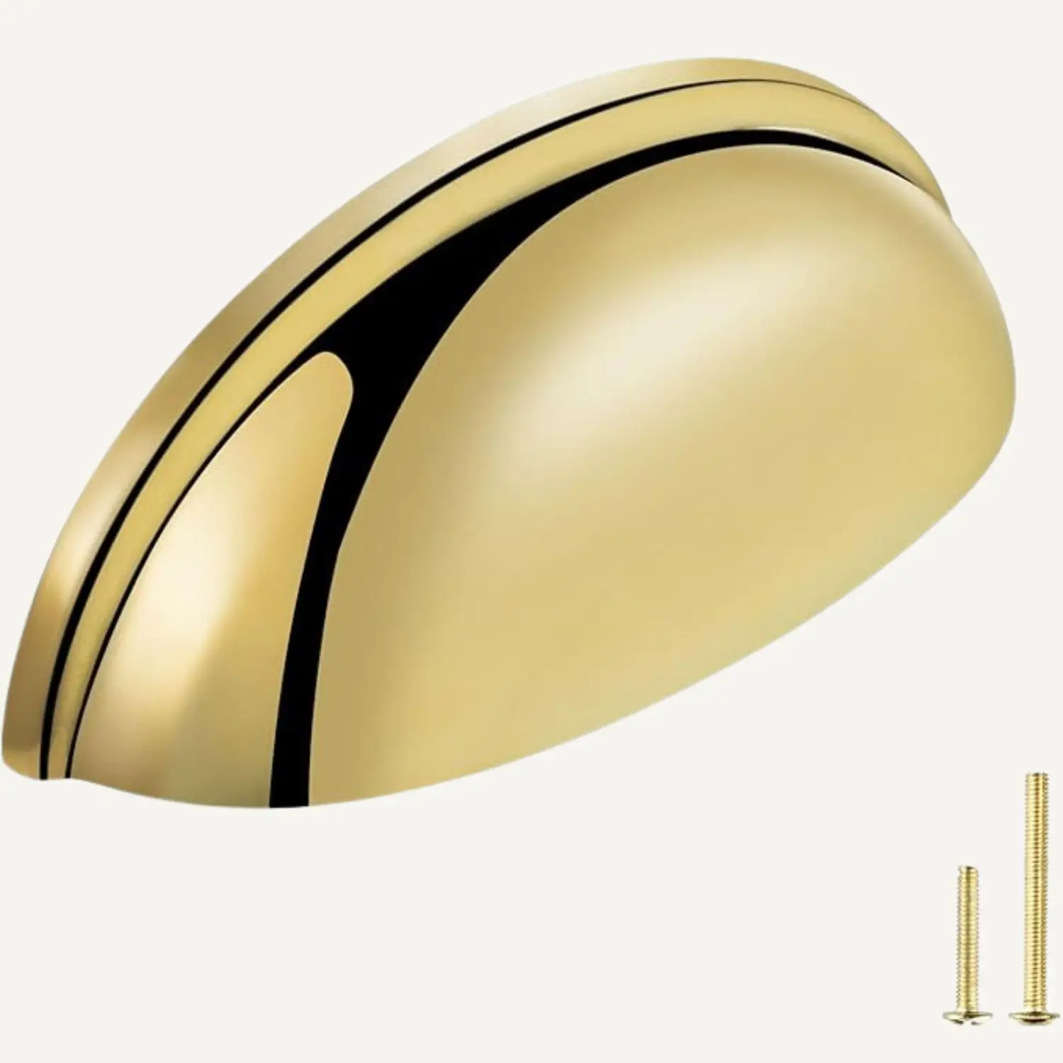 Unlacquered brass cup bin pull for old house cabinet drawers