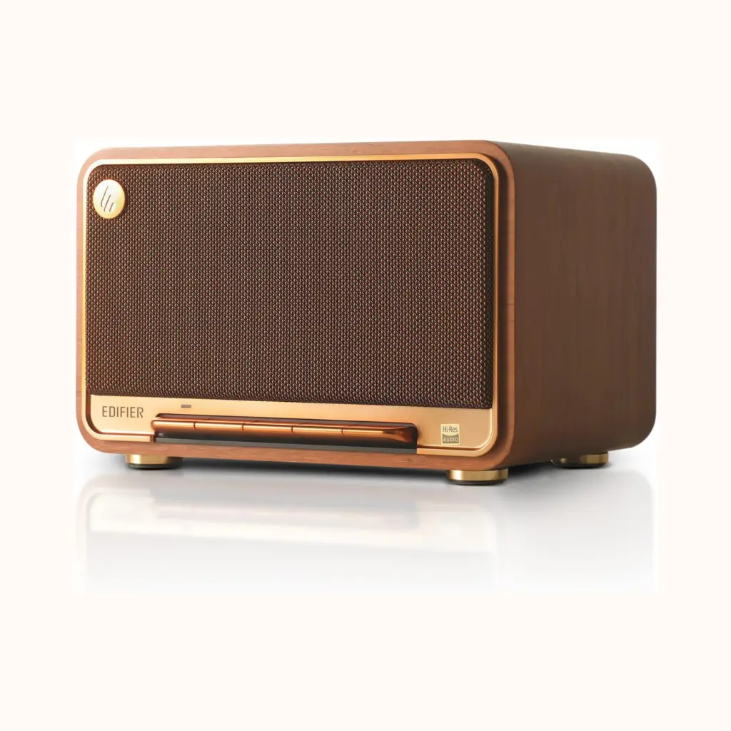 Edifier D32 retro wooden tabletop wireless speaker with a vintage look