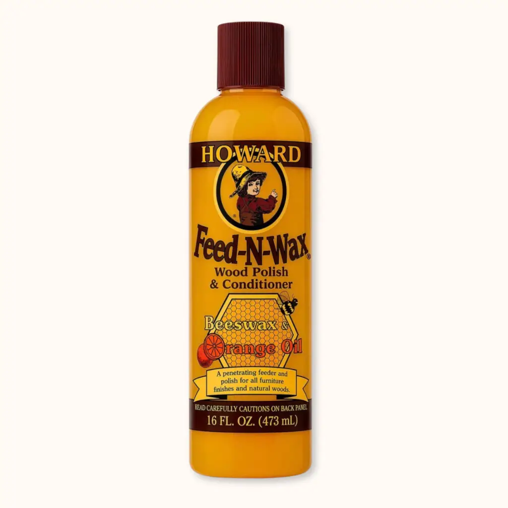 Howard Feed-N-Wax beeswax wood polish for vintage wood frames