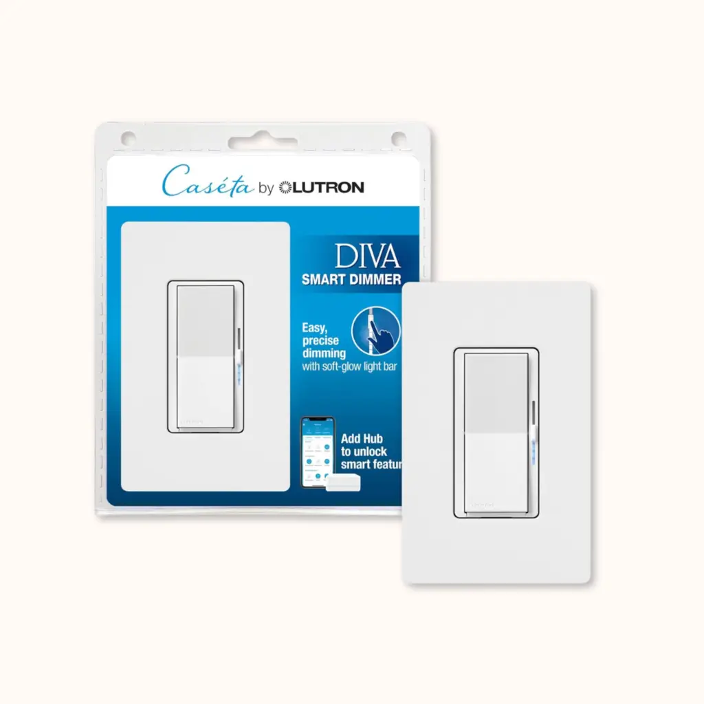 Lutron Caséta Diva smart dimmer that needs no neutral wire, made for old house switch boxes