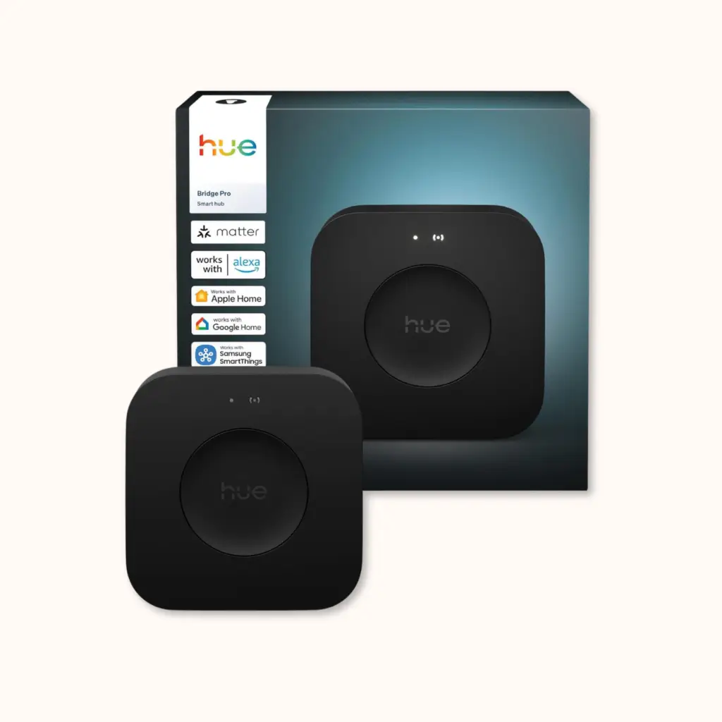 Philips Hue Bridge Pro smart lighting hub that runs automated lighting in an old house